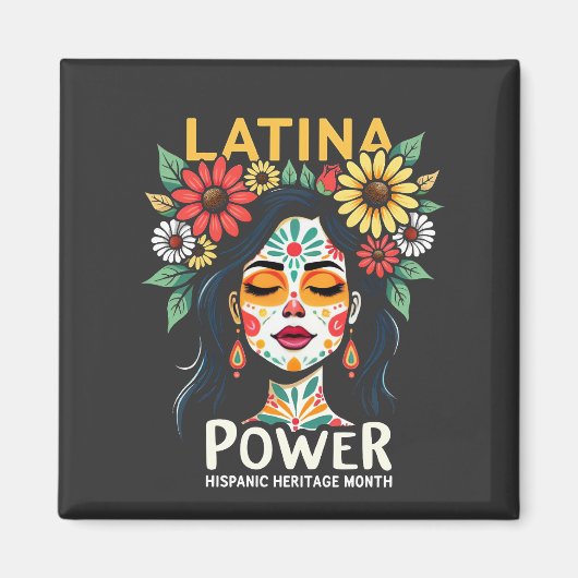 ラテンアメリカ系女性パワー伝統月 マグネット (正面)