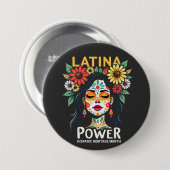 ラテンアメリカ系女性パワー伝統月 缶バッジ (正面&裏面)