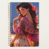 ラテンアメリカ系女性フローラ美しい プランナー手帳 (正面)