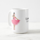 ラテンアメリカ系女性ベピンク名前をカスタムする コーヒーマグカップ (正面左)