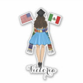 ラテンアメリカ系女性大学院セラプメキシコ州旗 シール (正面)