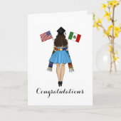 ラテンアメリカ系女性大学院生セラプメキシコアメリカンフラッグスグラード カード (黄色い花)