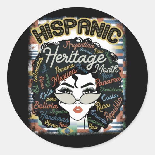 ラテンアメリカ系女性女性アートヒスパニック伝統月ラテン ラウンドシール (正面)