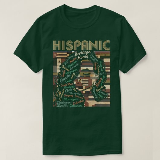 ラテンアメリカ系女性女性アートヒスパニック伝統月ラテンCou Tシャツ (デザイン正面)