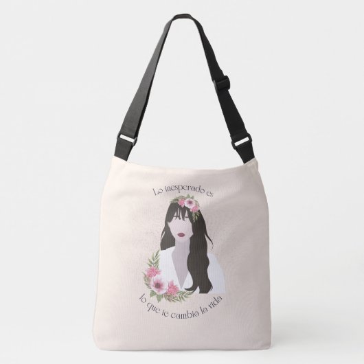 ラテンアメリカ系女性Empower前向き Messageトートバッグスペインの、 クロスボディバッグ (正面)