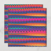 ラテン人部族のジグザグカラフルパタストライプのーン 招待状 (正面/裏面)