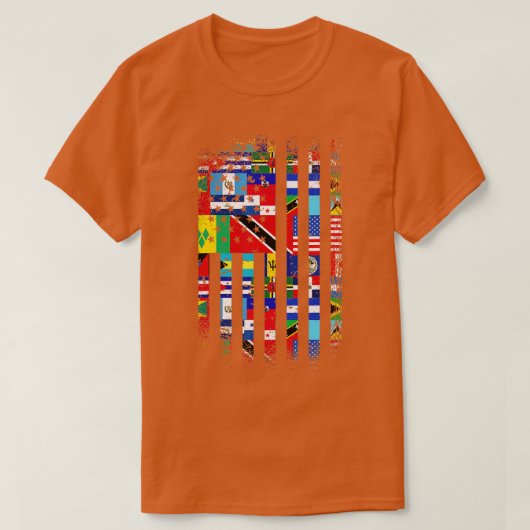 ラテン国国旗ヒスパニック伝統月ラテン Tシャツ (デザイン正面)
