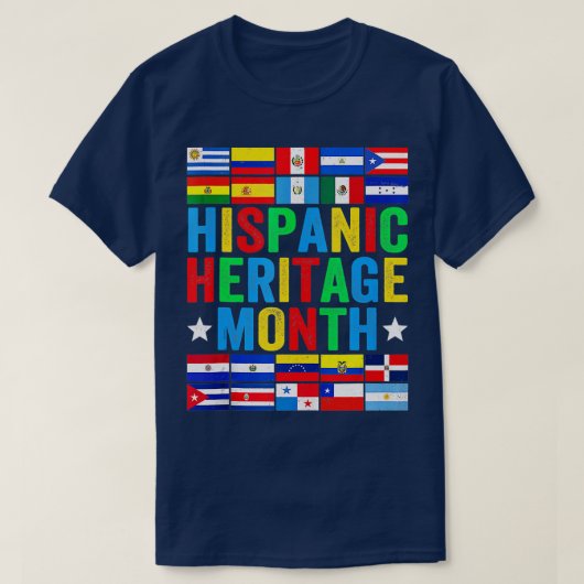 ラテン国国旗ヒスパニック伝統月ラテン Tシャツ (デザイン正面)
