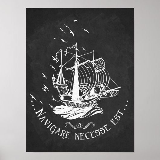 ラテン引用文アートシャルボードアート航海の船 ポスター (正面)