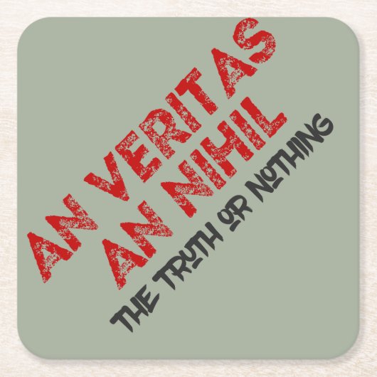 ラテン真実引用文 スクエアペーパーコースター (正面)