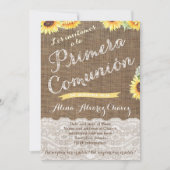 ラテン系の女の子のスペイン語初聖体拝領招待状 招待状 (正面)