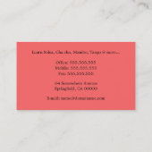 ラテン系の社交ダンスのインストラクターの名刺 名刺 (裏面)