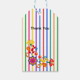 ラテン系の誇りを感じるベイビーシャワー | 花柄 & ストライプ ギフトタグ