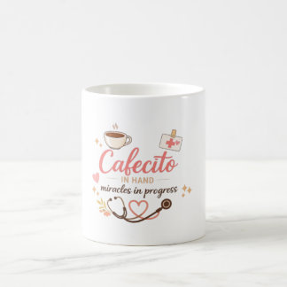 ラテン系看護師マグカップ カフェシトを手に 奇跡を  コーヒーマグカップ