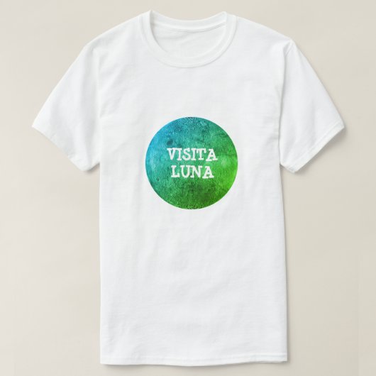 ラテン語の文字:ヴィシタ・ルナとカラフル・ムーン Tシャツ (デザイン正面)