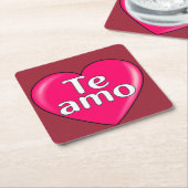 ラテン語 – 愛している スクエアペーパーコースター (アングル)