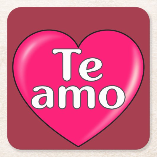 ラテン語 – 愛している スクエアペーパーコースター (正面)