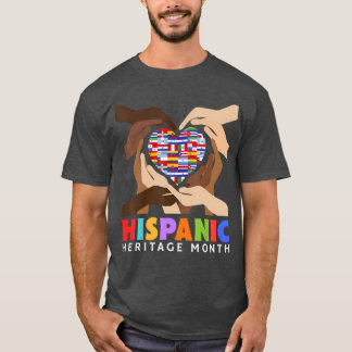 ラテン諸国 ハート ハンド フラッグ ラテン系アメリカ人の文化遺産 Tシャツ