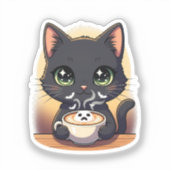 ラテ不気味キャット – 幽霊泡コーヒーシール シール (正面)