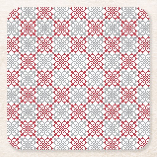 ラテ伝統的ビアンのSUN記号の幾何学的パターンIII スクエアペーパーコースター (正面)