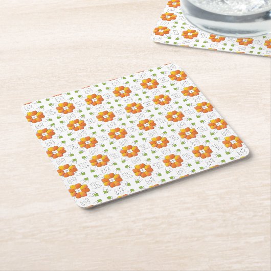 ラテ伝統的ビアンSUNサイン幾何学デザインIX スクエアペーパーコースター (アングル)