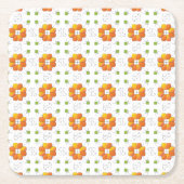 ラテ伝統的ビアンSUNサイン幾何学デザインIX スクエアペーパーコースター (正面)