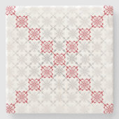 ラテ伝統的ビアンSUN記号の幾何学的パターンII ストーンコースター (正面)