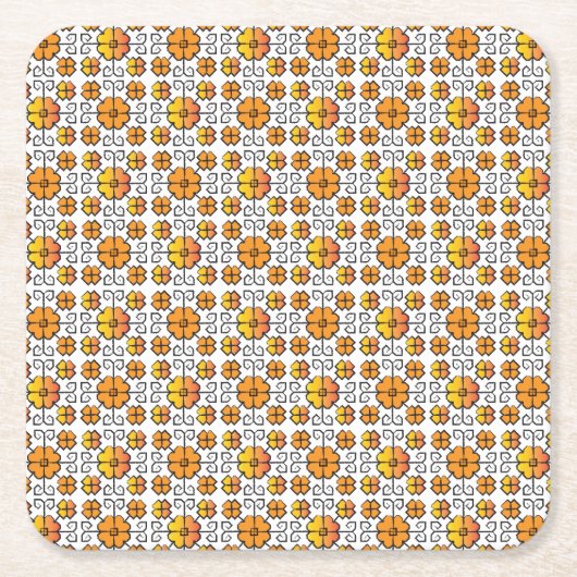 ラテ伝統的ビアンSUN記号の幾何学的パターンV スクエアペーパーコースター (正面)