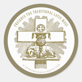 ラテ伝統的ンマス金ゴールド神祭壇の子羊 ラウンドシール