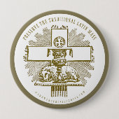 ラテ伝統的ンマス金ゴールド神祭壇の子羊 缶バッジ (正面)