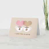 ラテ好きな人へのオリジナルモノグラムイニシャルコーヒーギフト カード (正面)