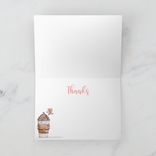 ラテ感謝していおもしろいかわいい サンキューカード (内部)