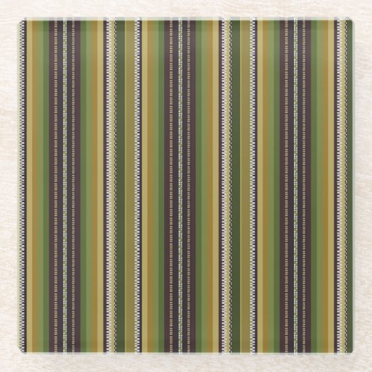 ラテ自然ビアンスカートストライプの色伝統的 ガラスコースター (正面)