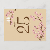 ラテ&ピンクさくらんぼ結婚ブロッサムのテーブル番号 ポストカード (裏面)