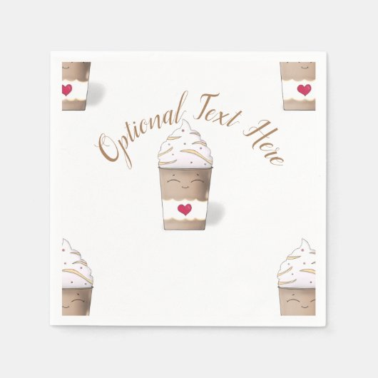 ラテ&ホイップクリーム（コーヒー）ナプキン スタンダードカクテルナプキン (正面)