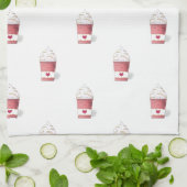 ラテ&ホイップクリーム（ピンク） キッチンタオル (折り畳み)