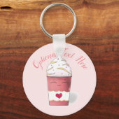 ラテ&ホイップクリーム(ピンク) キーホルダー (正面)