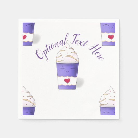 ラテ&ホイップクリーム（紫）ナプキン スタンダードカクテルナプキン (正面)