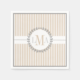 ラテ、白ストライプのパタ結婚ーン スタンダードカクテルナプキン
