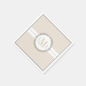 ラテ、白ストライプのパタ結婚ーン スタンダードカクテルナプキン (角)