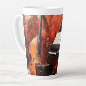 ラテ: 3つの楽器（赤壁あり） カフェラテマグ (左アングル)
