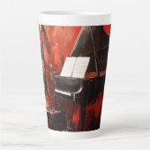 ラテ: 3つの楽器（赤壁あり） カフェラテマグ (正面)