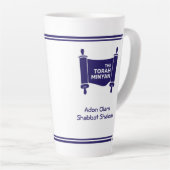 ラテ:ADON OLAM SHALBAT SHALOM 17OZ, TORAH MINYAN氏 カフェラテマグ (右アングル)