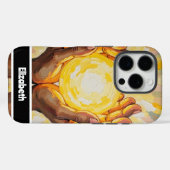 ラディアントイエローアートデザイン(手つき) Case-Mate iPhoneケース (裏面 (横))