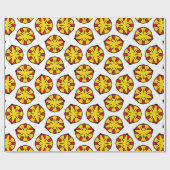 ラディアントイエロー&レッドフローラバースト ラッピングペーパー (フラット)