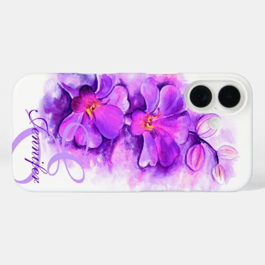 ラディアントオーキッドパープルアートフローラ Case-Mate iPhoneケース (裏面 (横))