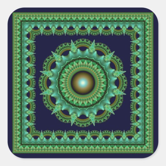 ラディアントカラフルマンダラスクエアステッカー スクエアシール (正面)