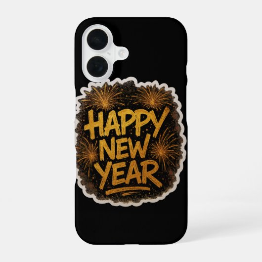ラディアントグラフィティスタイルハッピーニューイヤー爆発wi iPhone 16ケース (裏面)