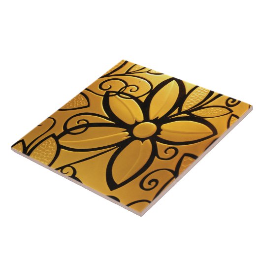 ラディアントゴールデンイエローフローラデザイン タイル (側面)