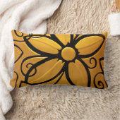 ラディアントゴールデンイエローフローラデザイン ランバークッション (ブランケット)